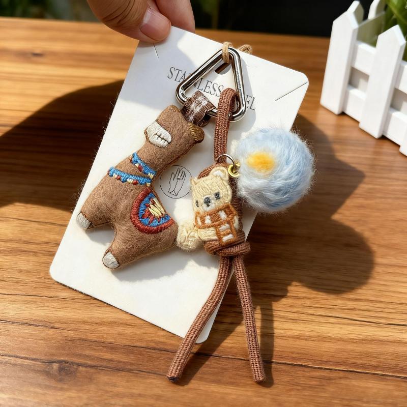 

1Pcs Cute Pony Alpaca Doll Keychain Bag Pendant Animal Doll Keyring For Car Keys Accessories Creative Gifts