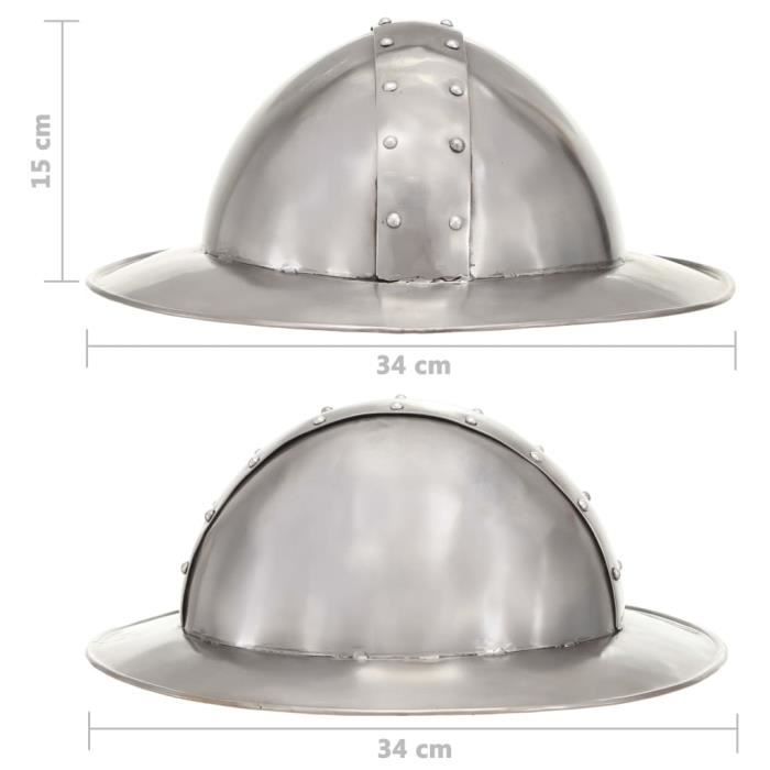 VidaXL Antique Medieval Knight Helmet for LARP Silver Steel