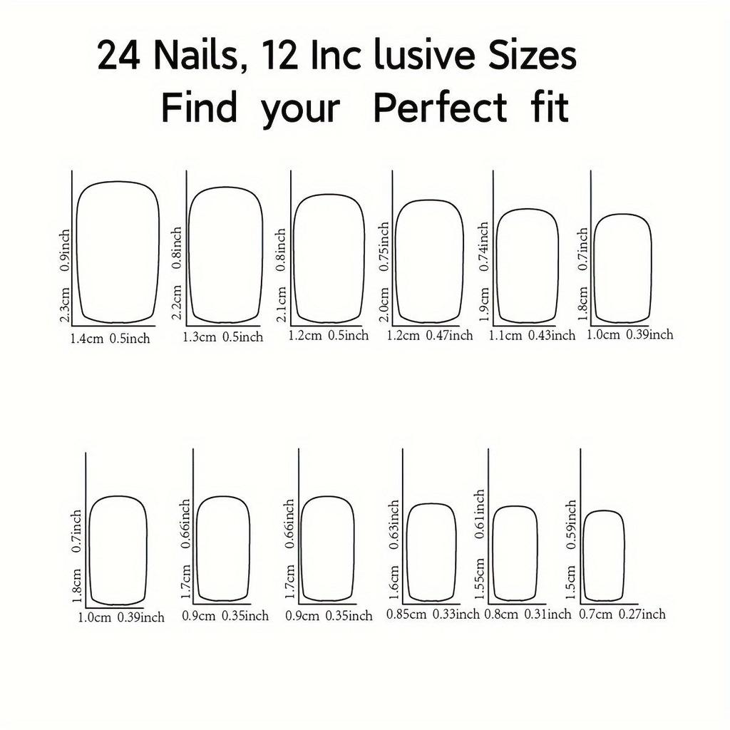 24-częściowy zestaw do nakładania paznokci Glamorous White Square Press-On Nails z błyszczącymi kryształkami, pilnikiem do paznokci Jelly Glue - średniej długości francuskie końcówki, zestaw sztucznych paznokci dla kobiet