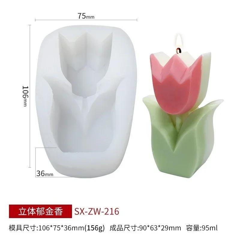 Forma silikonowa 3D mały kwiat w stylu ins DIY stojak na świecę do aromaterapii rozpraszający kamień zapachowy forma tulipana do pieczenia forma do czekolady