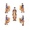 Inflatable Cowboy Costume Polyester Funny Battery Powered Inflatable Costume for Holiday Party Cosplay