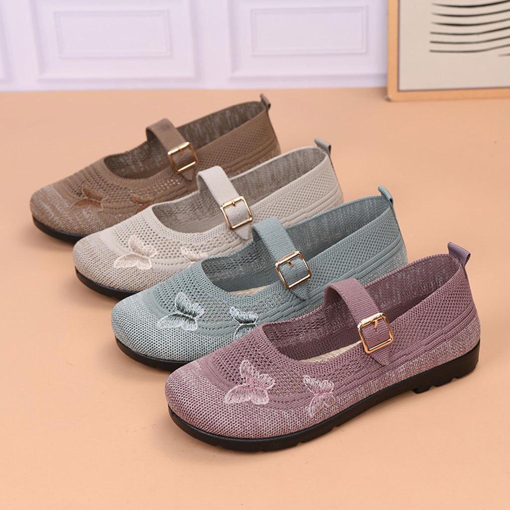 2026 Summer Women's Slip-On Old Beijing Style Non-Slip Comfortable Flat Shoes for Middle-Aged and Elderly Moms