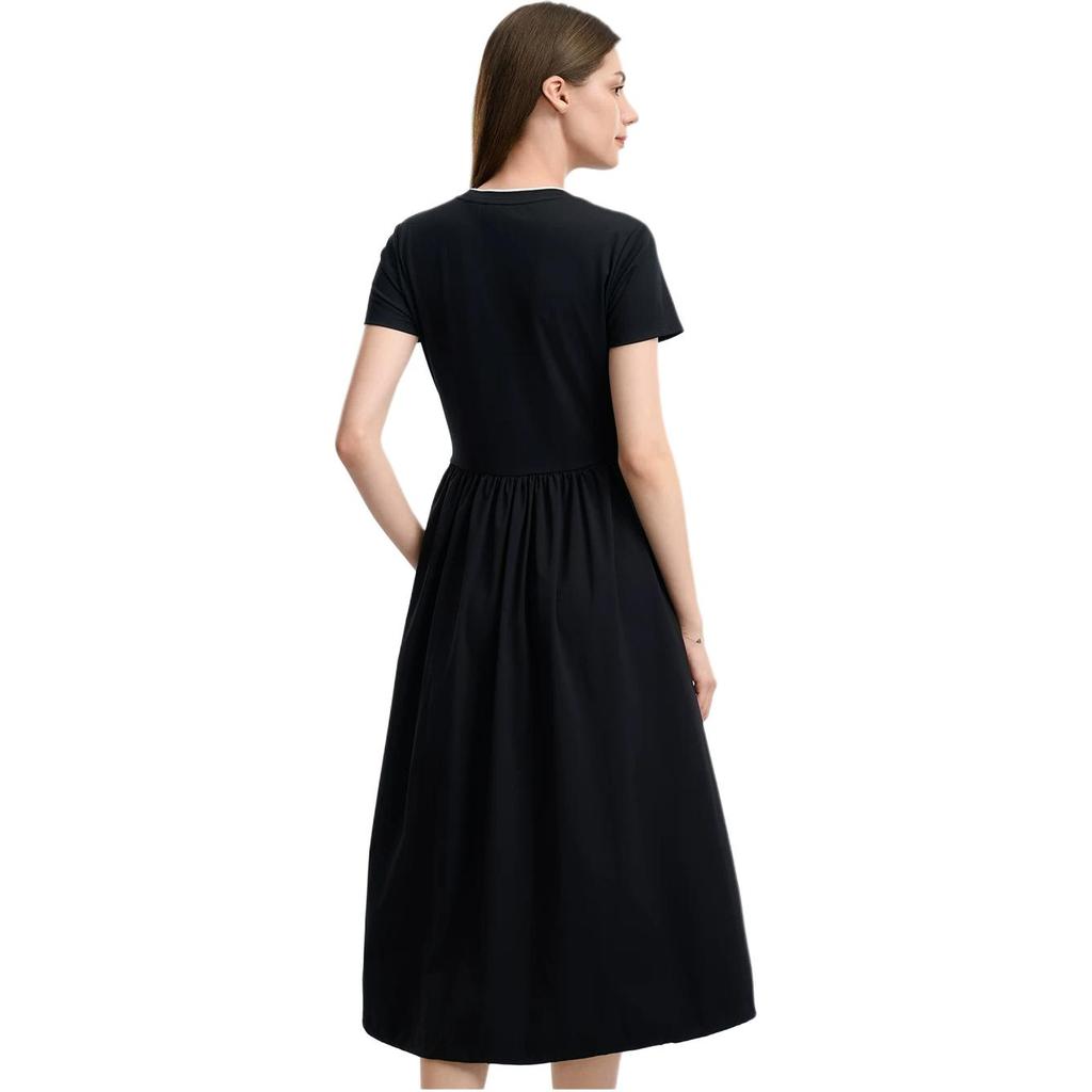 FILA White Simple Versatile Comfortable Fashion Short Sleeve Dress Women dresses Black F11W623307FBK