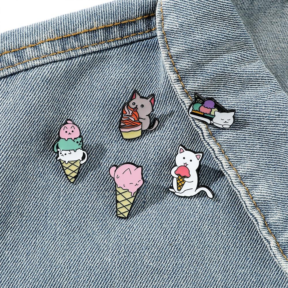 Cute Cartoon Cat Brooch Pin Alloy Cat Cone Pin For Bags Accessories And Backpacks