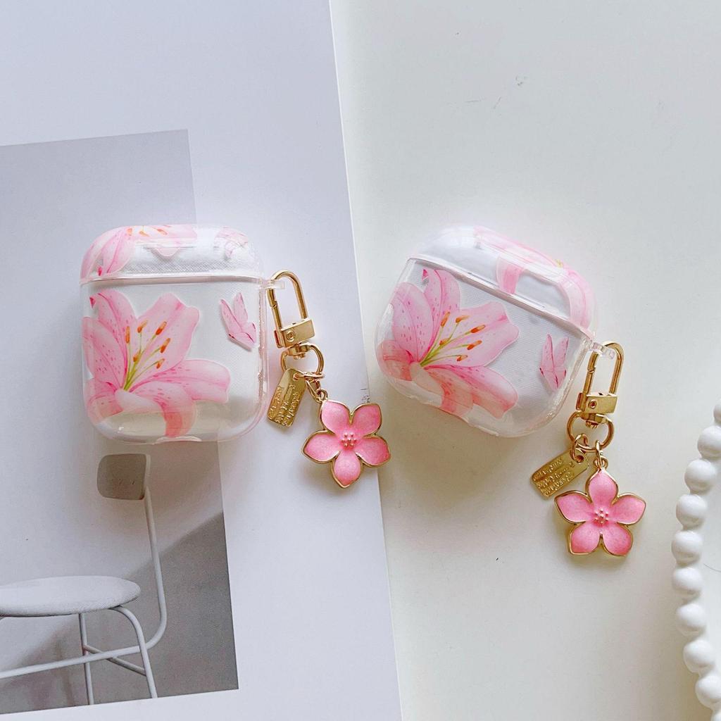 Pink Lily Earphone Case for Apple AirPods Pro 2 - 4th Gen Protective Bluetooth Earphone Cover