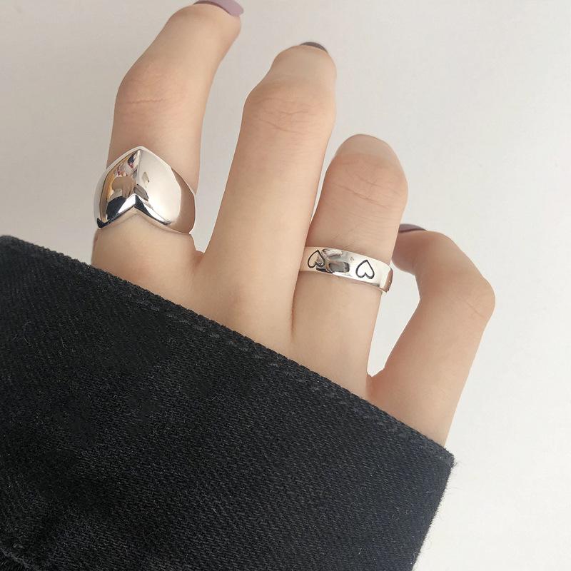 Japanese and Korean Style: S925 Sterling Silver Open Love Ring for Women