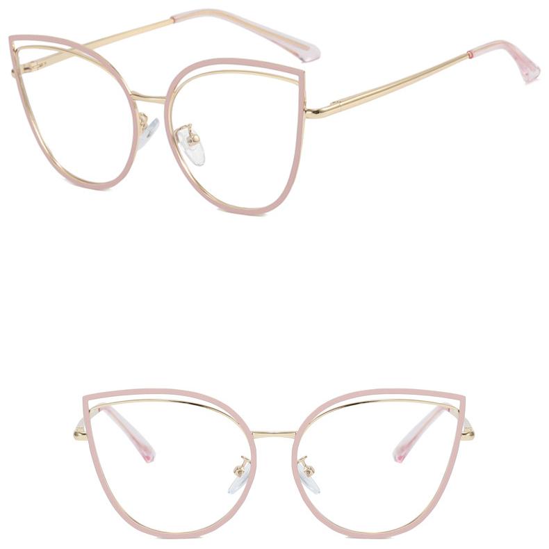 Women's Glasses Anti-Blue Light Fashion Retro Characteristic Artistic Hollow Cat's Eye Plain Glasses Student Commuter Street Shooting Travel Glasses