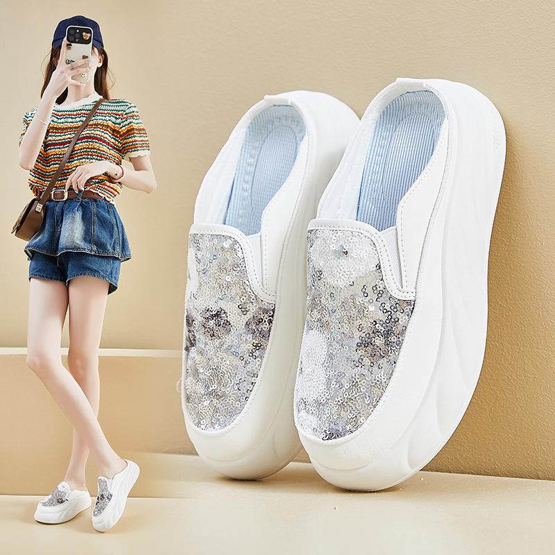 Sneakers casual da donna senza schienale, mocassini, scarpe antiscivolo con plateau, scarpe da sera per donna, scarpe da passeggio, mules estivi leggeri, sandali da spiaggia