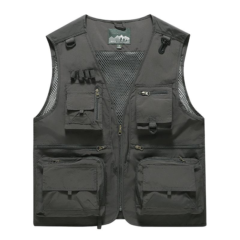 Vestă de plasă cu buzunare multiple pentru bărbați cu uscare rapidă pentru pescuit și fotografie - Primăvară/Toamnă