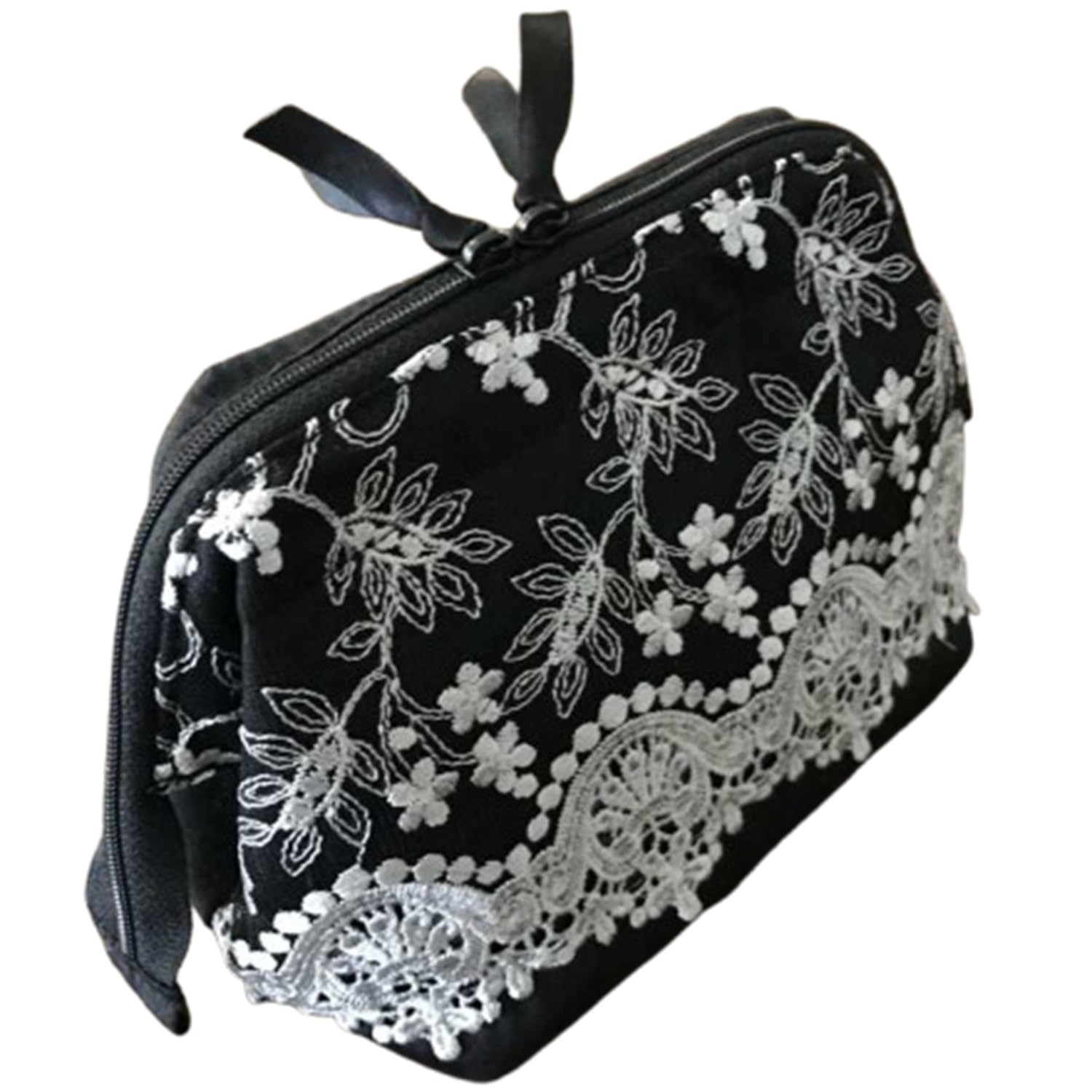 Серия Vivienne Luan Кружевная вышитая маленькая косметичка-пенал, 12 x 15 x 10 см, Черный и Сине-серый, WK1750A5