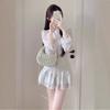 French White Long-sleeved Dress Children's Autumn Temperament Fairy Skirt Waist Thin Short Skirt