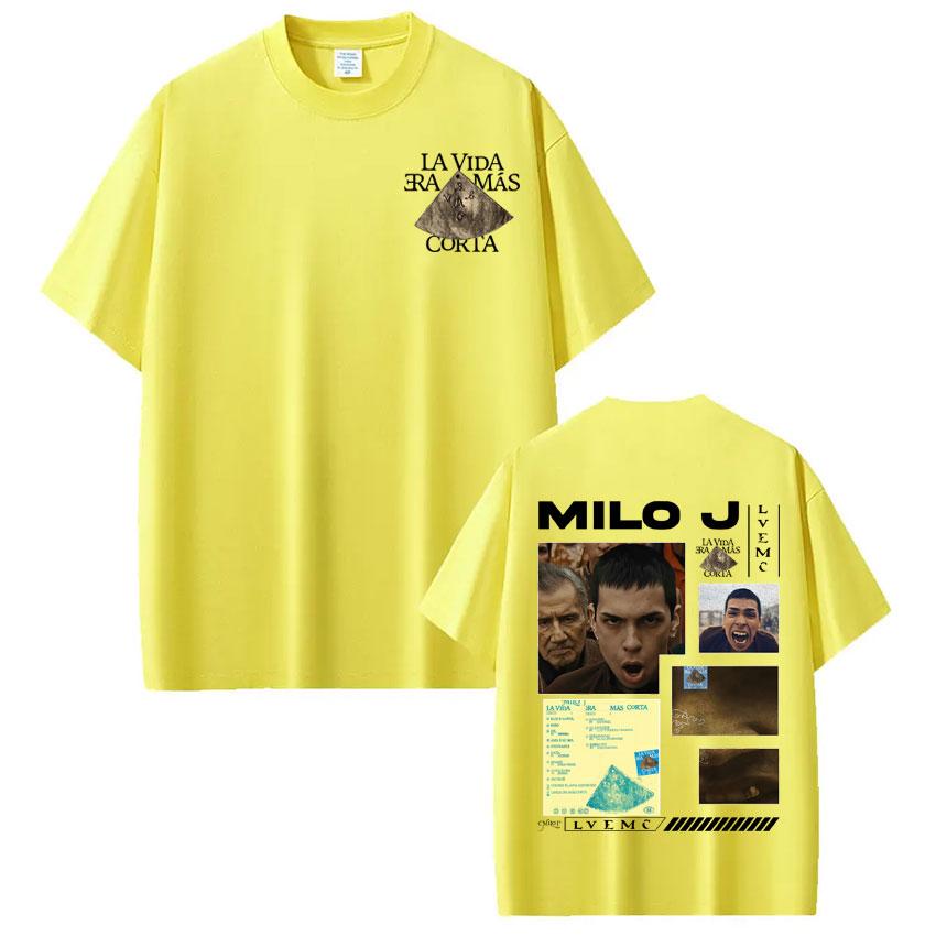 Rapper Milo J La Vida Era Mas Corta Album Tees Men Women Hip Hop Tshirt Cotton Casual High Quality Fashion ONeck Tshirt Tops