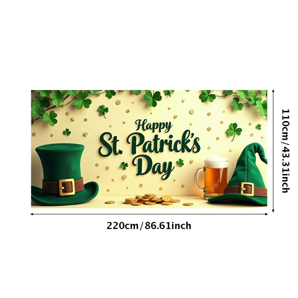 St Patricks Day Backdrop Banner With Beer Mug And Clover Party Event Decoration Photo Booth photography Background Props