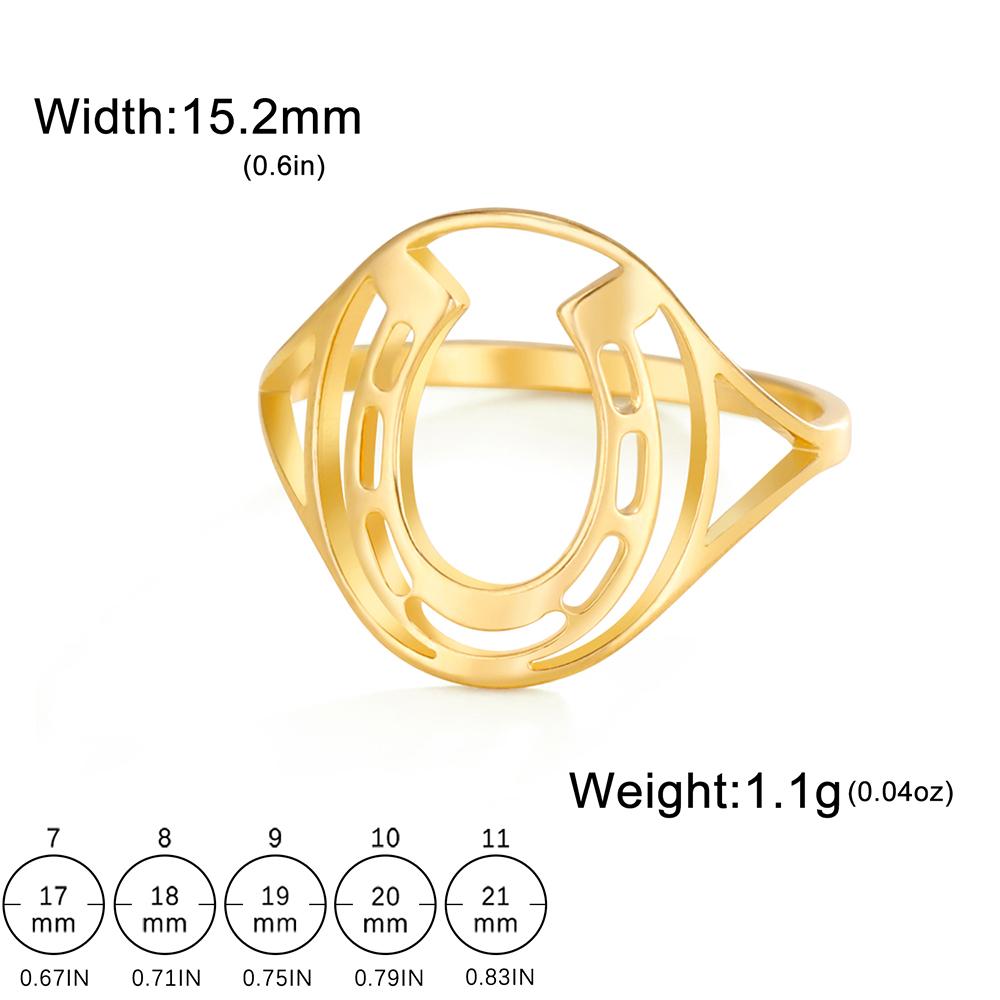 Dawapara Retro Horseshoe Ring Animal Horse Equestrian Gift Stainless Steel Wedding Band Couple Jewelry