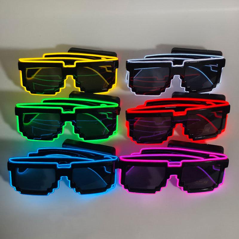 LED Blinkende Mosaik-Sonnenbrille - Kabellose Leuchtbrille für Partys & Clubs