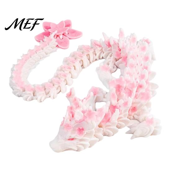 3D Printed Mythical Creature Cherry Blossom Dragon Toy, Articulated Flower Figurine, Flexible Fantasy Animal Toy Movable Joints Model for Desk