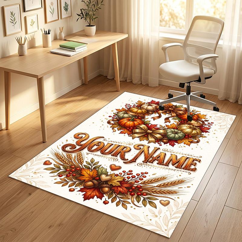 Tappeto in Cristallo di Velluto Tema Giardino Fiorito Nome Personalizzato Testo Morbido Tappetino per Pavimento Decorazione per la Casa