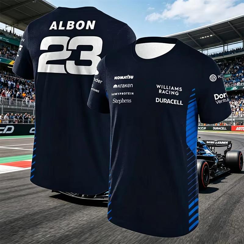 Herren Williams Grafik-T-Shirt Albon Sainz Aufdruck Atmungsaktiv Schnelltrocknend Familien-Passform Sport-T-Shirt