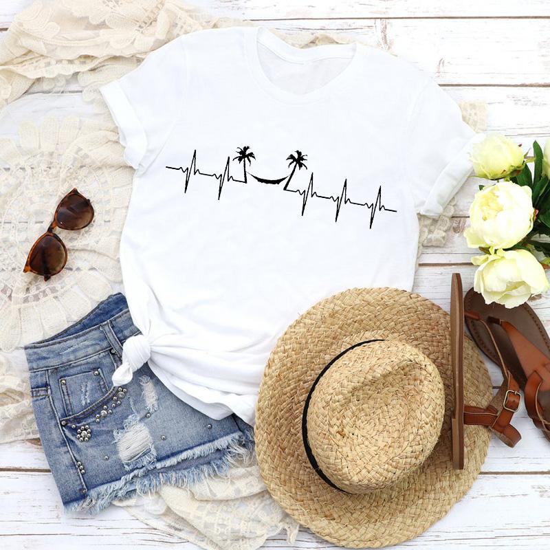 Fashion Women T-Shirts Graphic Baseball Basketball Heartbeat Tops Femme Tshirt Harajuku Summer O-Neck Casual Tee Ladies Clothing