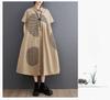 Loose Plus Print Medium Long Artistic Retro Short Sleeved Shirt Dress