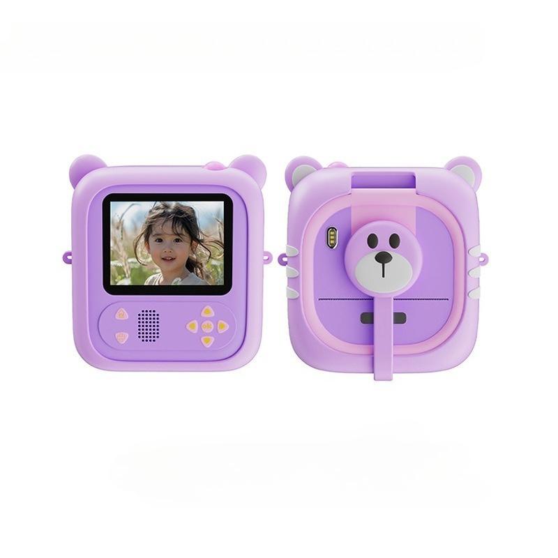 

New Children s Photo Printing Camera Prints Thermal Paper Photos in Time Cartoon Flip Lens Multi-color Printing Paper HD Video Add 8G Card