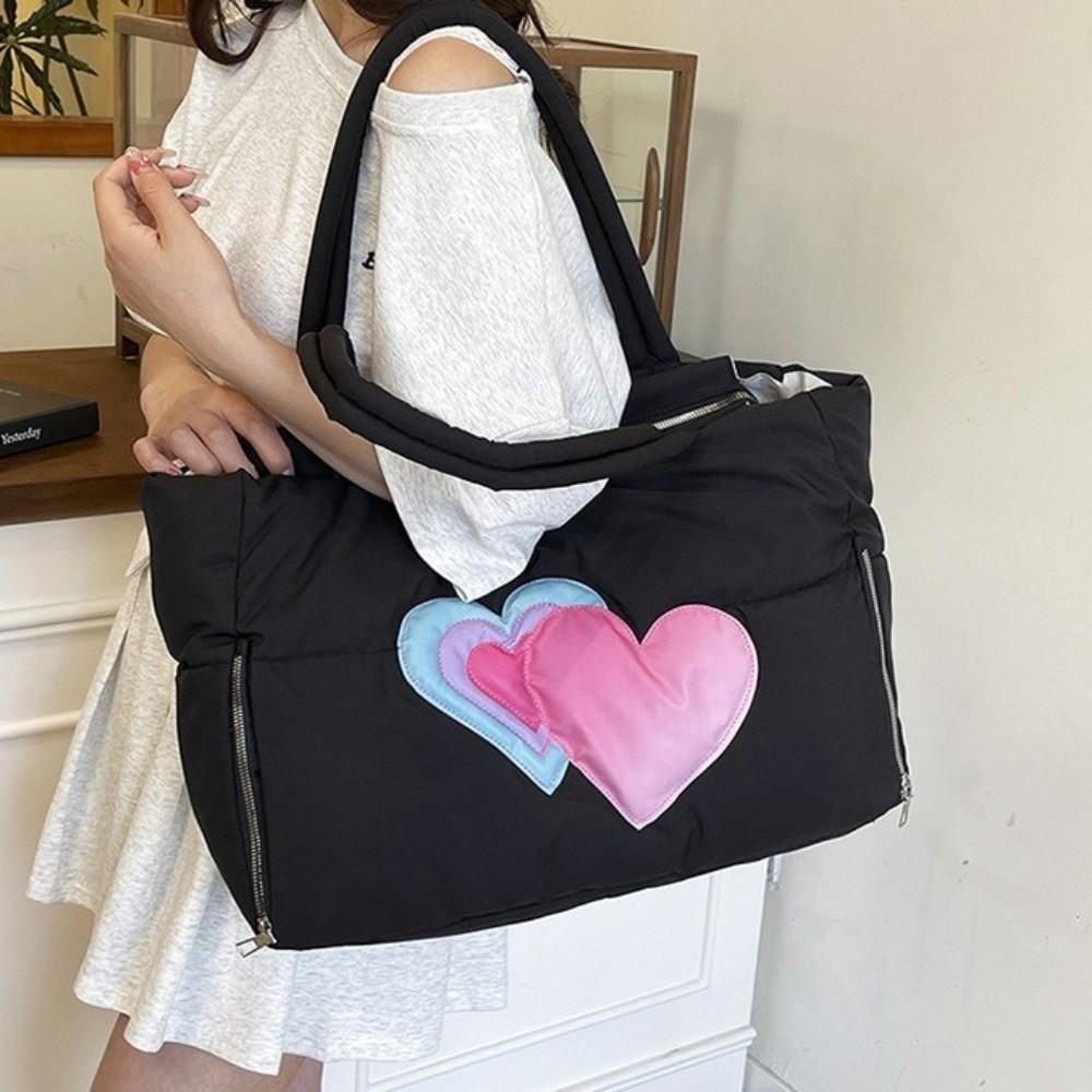 Stylish Exquisite Puffer Tote Bag Large Capacity Soft Shoulder Bag Comfortable Shopping Bag School