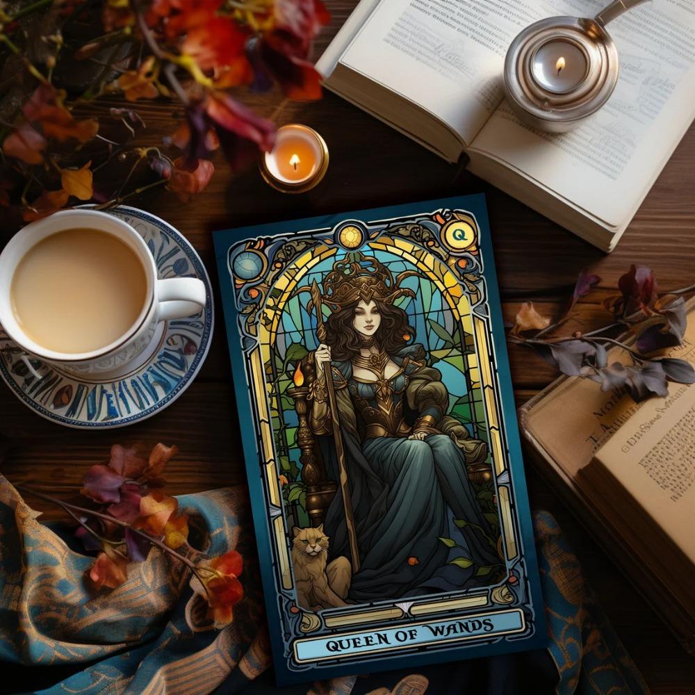 10.3*6cm Complete Tarot Carding Stained Glass Set Inspired Rider Waite Smith Tarot Card Deck 78 Pcs Cards