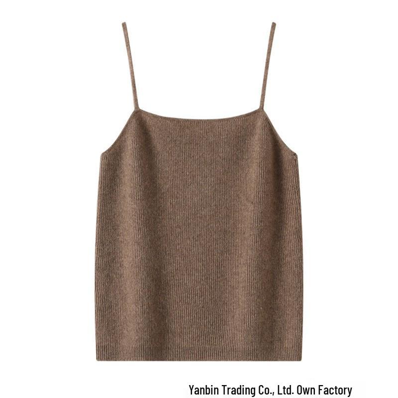 Women's Slim Fit Knit Cross Strap Tank Top - Sleeveless Cashmere Base Layer for Autumn/Winter