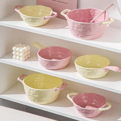 Dual-Handled Ceramic Bowl: Versatile for Baking, Roasting, Salad, or Fruit, Ideal for Air Fryer Use.