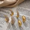 Sparkling Zircon C Shape Hoop Earrings for Women Stainless Steel Sleek Thick Ear Hoops Simple Daily New Jewelry Femal Party Gift