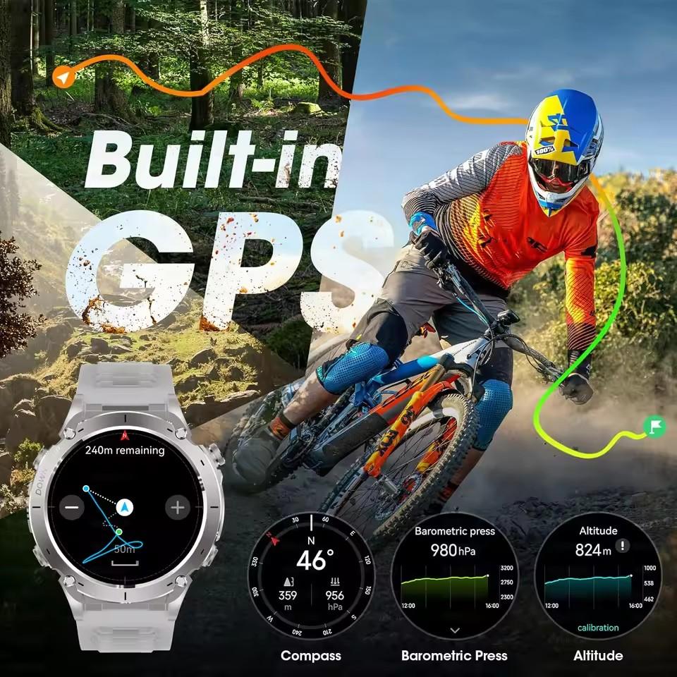 2026 Neue Outdoor Militär Smartwatch Herren GPS Track Wasserdicht 730mAH Gesundheit Anruf Sport Fitness Armband GPS Track Uhren Schwimmen