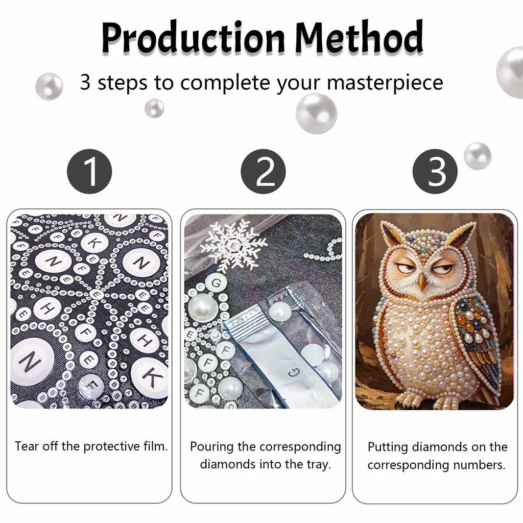Pearl Painting Kit DIY Owl Animal Home Decoration Painting