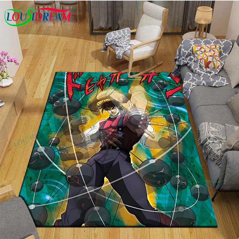 Tappeti Classici Cartone Animato J-JoJo's Bizarre Adventure Tappeto Antiscivolo per Soggiorno Tappetini per Camera da Letto dei Bambini Tappeto da Gioco Tappeto Grande Decorazione
