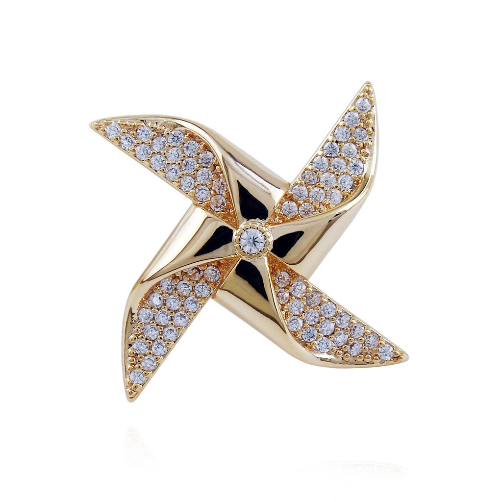 Crystal Pinwheel Men's Brooch - High-End Lapel Pin with Inlaid Zircon for Women's Accessories
