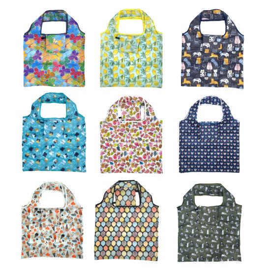Folding Shopping Bag Reusable Tote Cute Prints Foldable Portable Animal Plants Fabric Grocery Shopping Tote