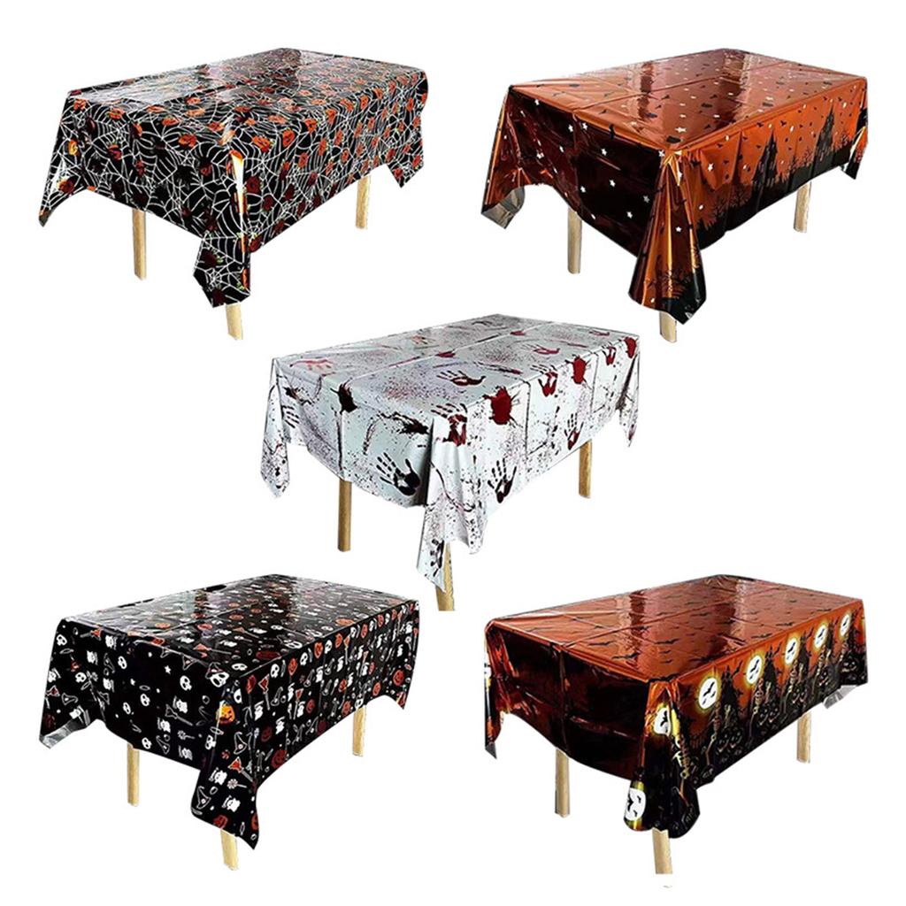 Halloween Table Cloth Skeleton Black Castle Ornament Desktop Decor for Home Dining Room Bar Decor Accessory