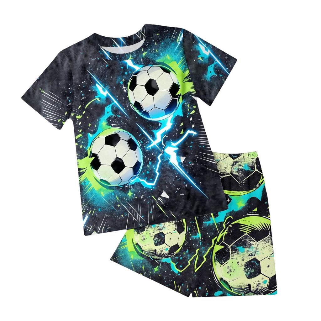 Football Field 3D Printed Children's Set Fashion T-shirt Shorts T-shirt Boys and Girls Sportswear Set