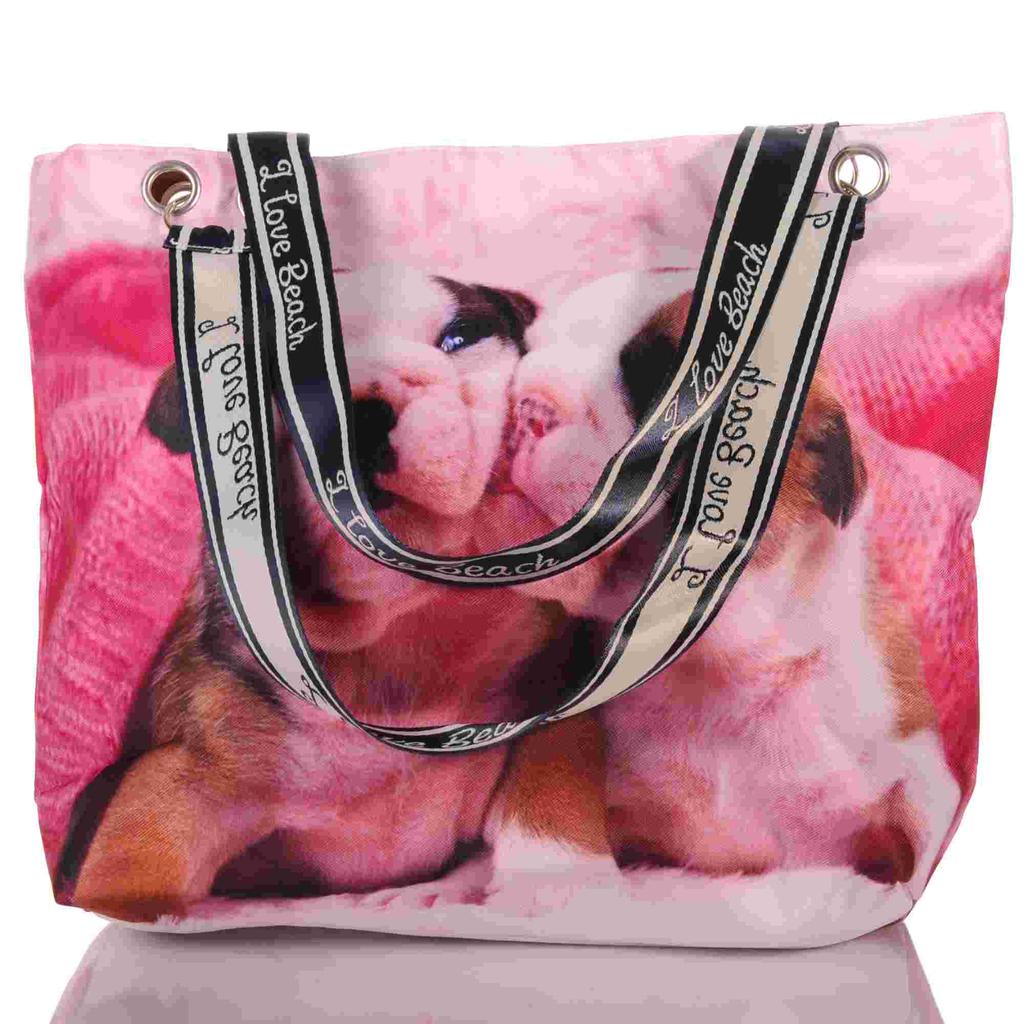 Strandtasche mit süßen Hundewelpen und Reißverschluss