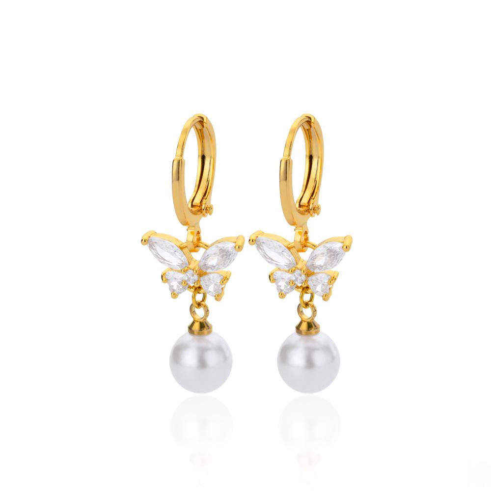 Butterfly Stainless Steel Simulation Pearl Earrings for Women Piercing Earring Aesthetic Jewelry Gift