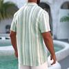 New Summer Men's Lapel Striped Short Sleeve Top Casual All-Match Shirt