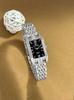 Alloy Square Steel Strap Watch Female Simple Rhinestone Square Diamond Roman Female Dial
