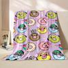 Fluffy Cartoon Donut Pattern Throw Blanket - Digital Print, All Season Reversible Non-woven Polyester Flannel, Soft and Durable