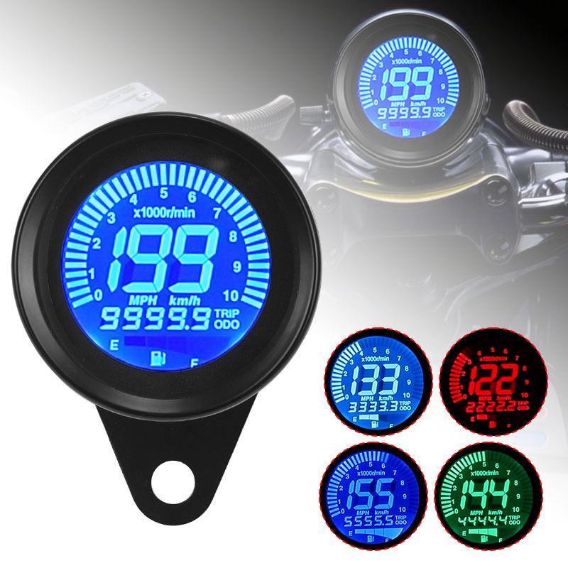 7 Color Motorcycle Speedometer LCD Digital Screen Motorcycle Scooter ATV Retro Dashboard Instruments Oil Gauge Meters Universal