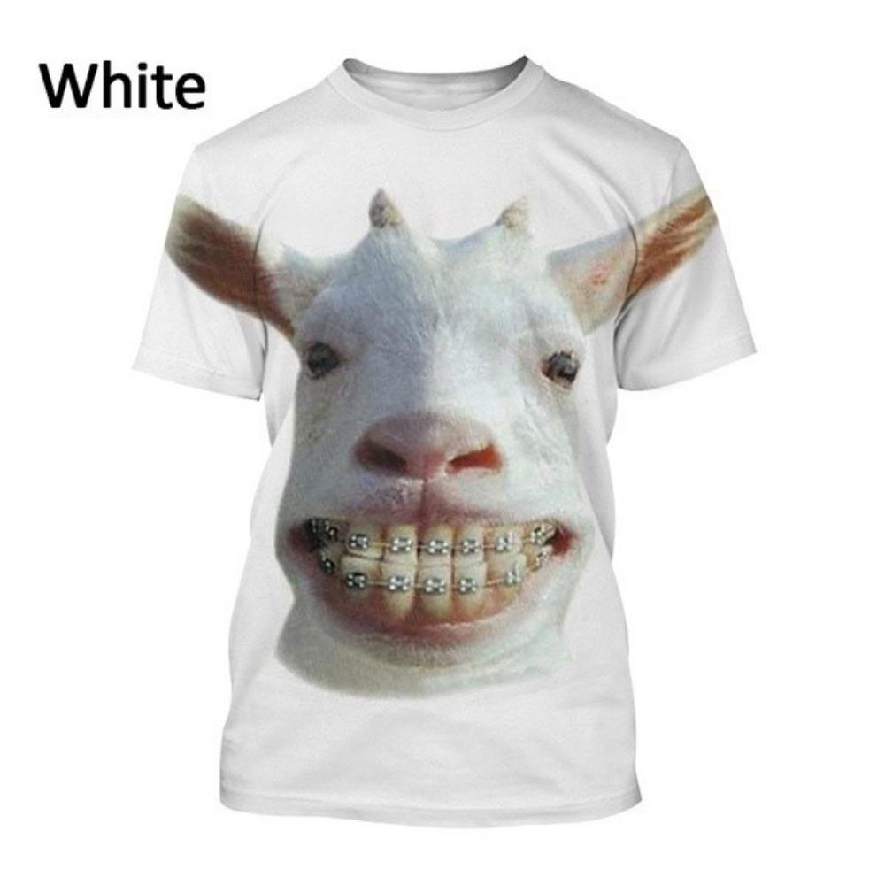 Fun Animal Goat 3D Printed T-shirt Summer Fashion Casual Round Neck Short Sleeve Harajuku Street Style T-shirt Top