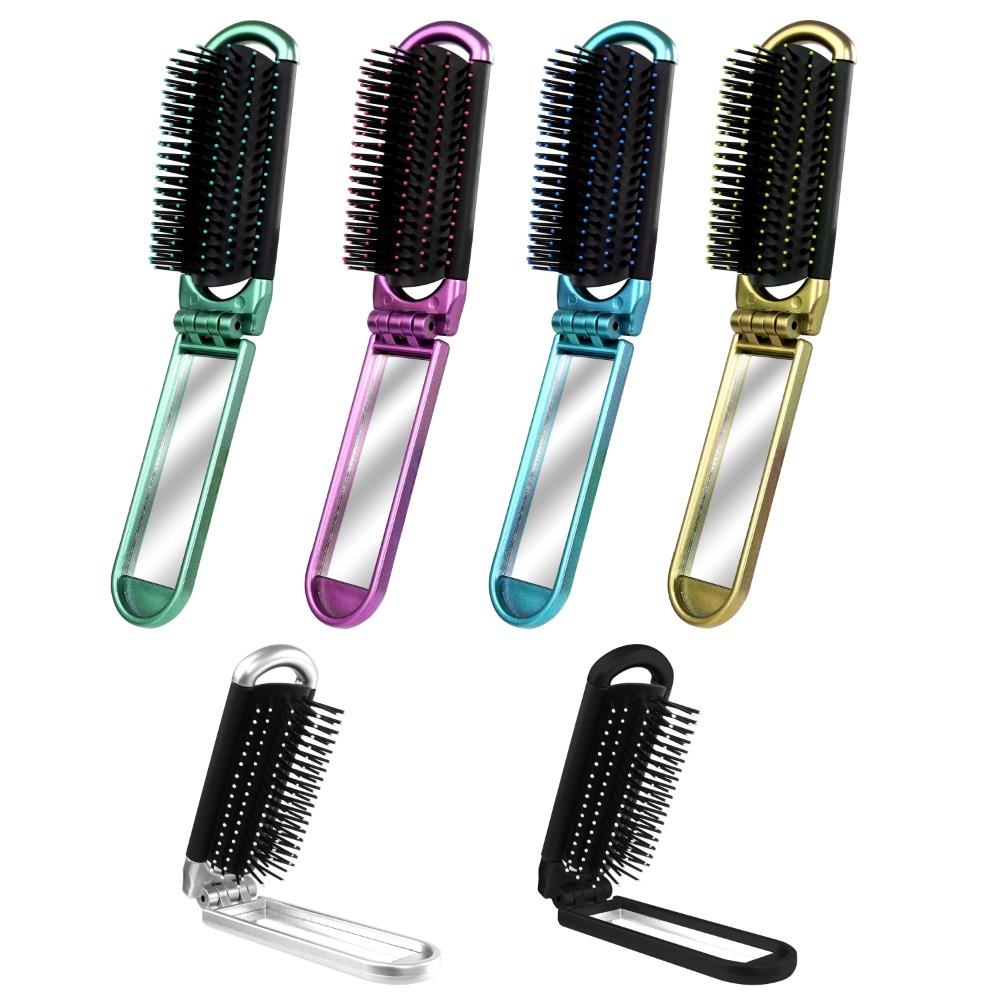 

MoHern Compact Foldable Hair Brush Set with Mirror, Portable Travel Hairbrush for Men, Women, and Girls Pack of 6