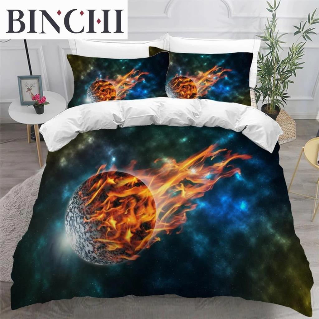 Colorful Flame Duvet Cover 3D Cool Fire Bedding Set for Kids Girls Soft Microfiber Quilt Cover with Zipper Closure