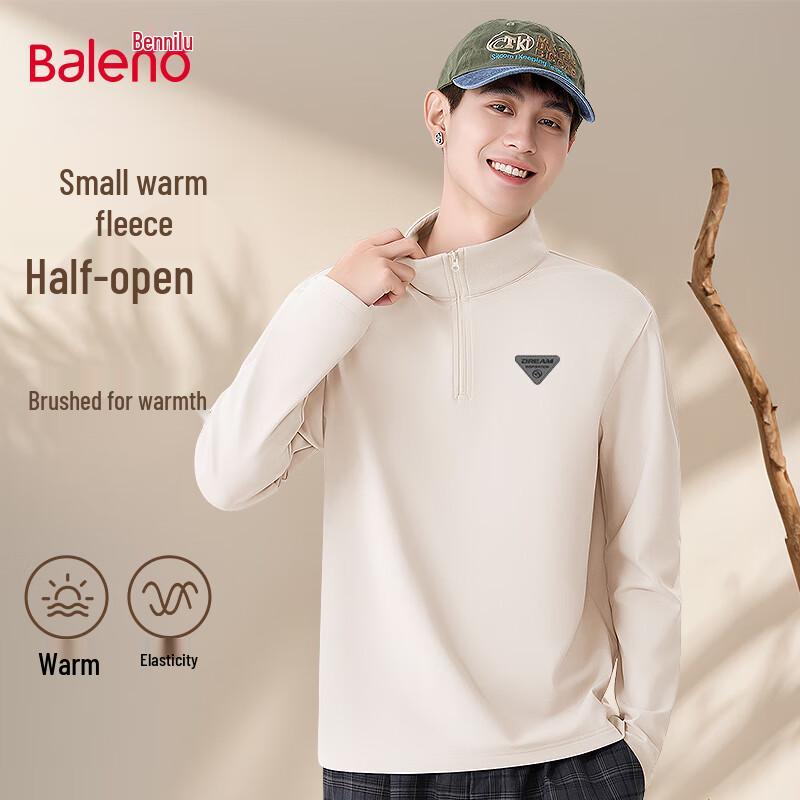 Baleno Men s Retro American Print Long Sleeve Half-Zip T-Shirt 2XL