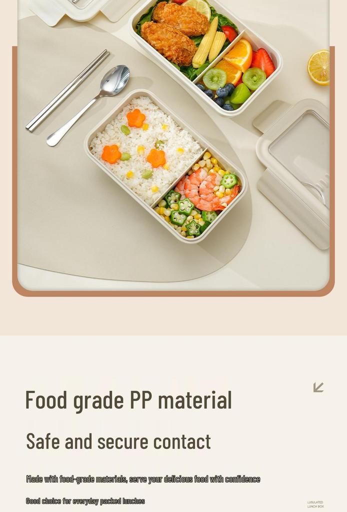 Microwaveable Japanese Bento Box for Office & Students - Fresh-Keeping, With Spoon & Chopsticks, Convenient Compartmented Lunch Box