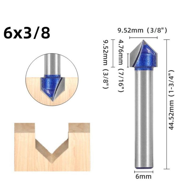 1/4inch 6mm Shank 90 Degree V Groove Template V-Groove V Grooving Router Bitit Carbide Milling Cutter Wood Drilling