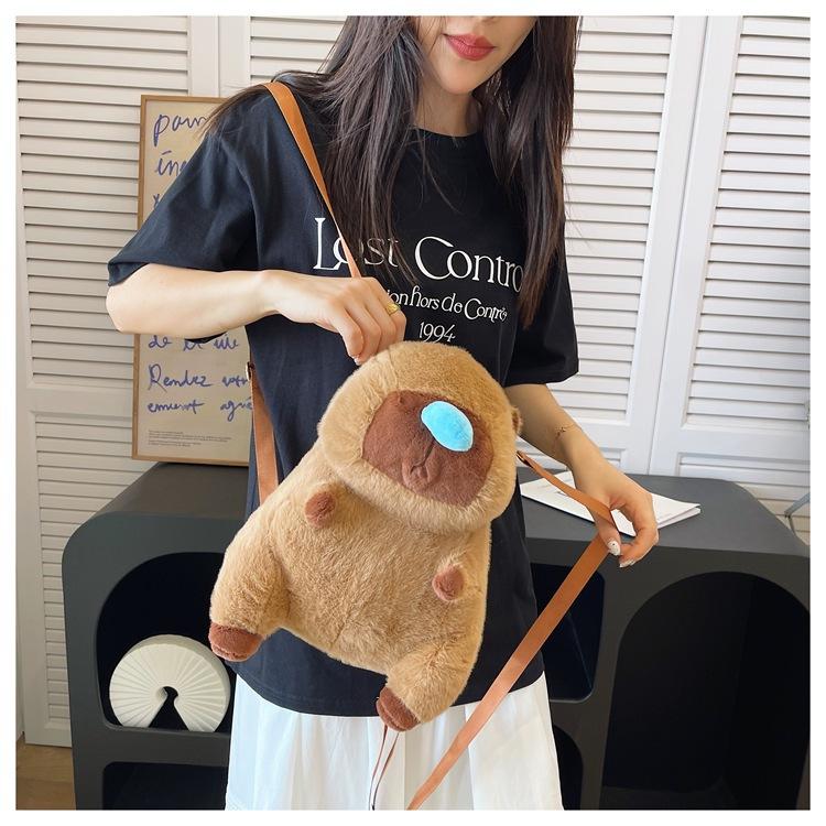 Capybara Plush Cartoon Double Shoulder Backpack - Cute Children's Bag